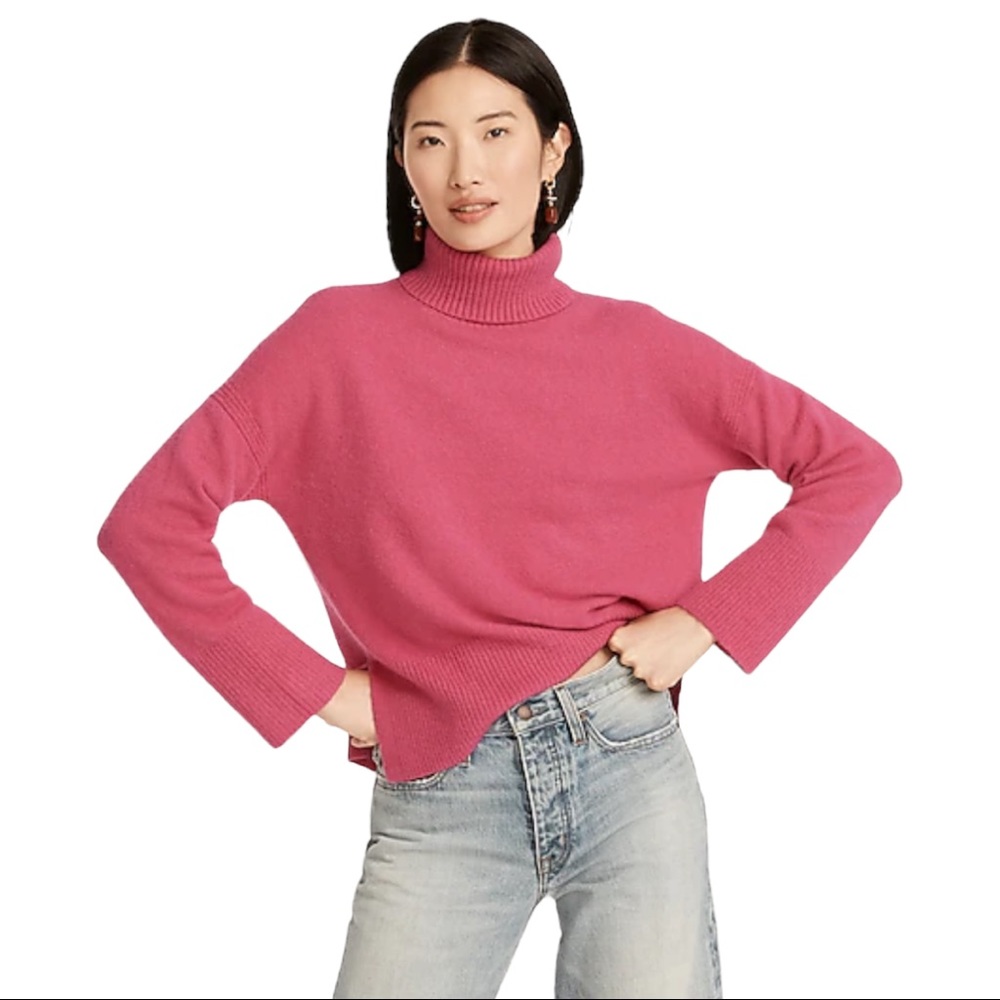 J.Crew Pink Turtleneck Sweater in Supersoft Yarn